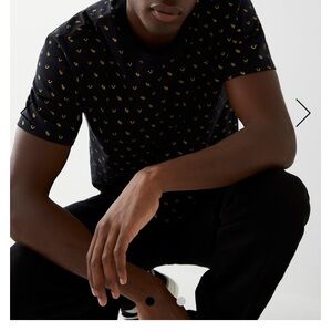 True Religion Black and Gold Short Sleeve Tee